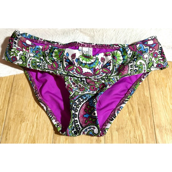 Becca by Rebecca Virtue Multicolored Banded Bikini Bottom Women's Size XS Buckle - Picture 3 of 5